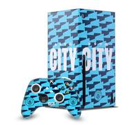 Head Case Designs Officially Licensed Manchester City Man City FC City Pattern Logo Art Game Console Wrap and Game Controller Skin Bundle Compatible With Xbox Series X