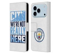 Head Case Designs Officially Licensed Manchester City Man City FC City We're Not Really Here Graphics Leather Wallet Case Compatible With Apple iPhone 17 Pro