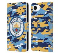 Head Case Designs Officially Licensed Manchester City Man City FC Club Badge Camou Leather Wallet Case Compatible With Apple iPhone 16e