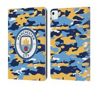 Head Case Designs Officially Licensed Manchester City Man City FC Club Badge Camou Leather Wallet Case Compatible With Apple iPad Air 11 2020/2022/2024/2025
