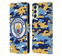 Head Case Designs Officially Licensed Manchester City Man City FC Club Badge Camou Leather Wallet Case Compatible With Samsung Galaxy A14 5G