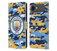 Head Case Designs Officially Licensed Manchester City Man City FC Club Badge Camou Leather Wallet Case Compatible With Apple iPhone 17 Air