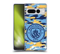Head Case Designs Officially Licensed Manchester City Man City FC Club Mono Badge Camou Gel Case [Military Grade Protection] Compatible With Google Pixel 7 Pro