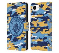 Head Case Designs Officially Licensed Manchester City Man City FC Club Mono Badge Camou Leather Wallet Case Compatible With Apple iPhone 16e