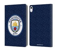 Head Case Designs Officially Licensed Manchester City Man City FC Dark Blue 2 Patterns Leather Wallet Case Compatible With Apple iPad 10.9 2022/2025