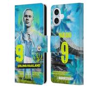 Head Case Designs Officially Licensed Manchester City Man City FC Erling Haaland 2023/24 First Team Leather Wallet Case Compatible With Apple iPhone 16 Plus