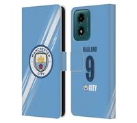 Head Case Designs Officially Licensed Manchester City Man City FC Erling Haaland 2025/26 Players Home Kit Leather Wallet Case Compatible With Motorola Moto G04/G04s/G24 4G