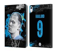 Head Case Designs Officially Licensed Manchester City Man City FC Erling Haaland Graffiti Collection by Murwalls Leather Wallet Case Compatible With Apple iPad 10.9 2022/2025