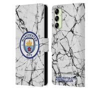 Head Case Designs Officially Licensed Manchester City Man City FC Full Colour Marble Badge Leather Wallet Case Compatible With Samsung Galaxy A14 5G