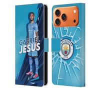 Head Case Designs Officially Licensed Manchester City Man City FC Gabriel Jesus 2021/22 First Team Leather Wallet Case Compatible With Apple iPhone 17 Pro Max