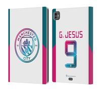 Head Case Designs Officially Licensed Manchester City Man City FC Gabriel Jesus 2021/22 Players Away Kit Group 1 Leather Wallet Case Compatible With Apple iPad Pro 11 M4/M5 2024/2025