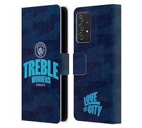 Head Case Designs Officially Licensed Manchester City Man City FC Graphics 2023 Treble Winners Leather Wallet Case Compatible With Galaxy A52 / A52s / 5G (2021)