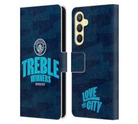 Head Case Designs Officially Licensed Manchester City Man City FC Graphics 2023 Treble Winners Leather Wallet Case Compatible With Samsung Galaxy S23 FE 5G
