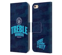 Head Case Designs Officially Licensed Manchester City Man City FC Graphics 2023 Treble Winners Leather Wallet Case Compatible With Apple iPhone 6 / iPhone 6s