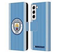 Head Case Designs Officially Licensed Manchester City Man City FC Home 2023/24 Badge Kit Leather Wallet Case Compatible With Samsung Galaxy S22 5G