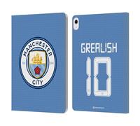 Head Case Designs Officially Licensed Manchester City Man City FC Jack Grealish 2021/22 Players Home Kit Group 1 Leather Wallet Case Compatible With Apple iPad Air 13 2024/2025