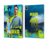 Head Case Designs Officially Licensed Manchester City Man City FC Jack Grealish 2024/25 First Team Leather Wallet Case Compatible With Apple iPad Pro 12.9 2020/2021/2022