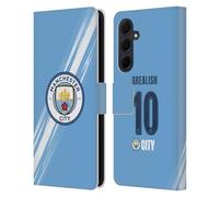 Head Case Designs Officially Licensed Manchester City Man City FC Jack Grealish 2025/26 Players Home Kit Leather Wallet Case Compatible With Samsung Galaxy A35 5G