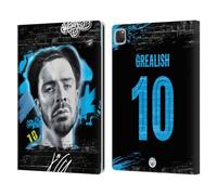 Head Case Designs Officially Licensed Manchester City Man City FC Jack Grealish Graffiti Collection by Murwalls Leather Wallet Case Compatible With Apple iPad Pro 12.9 2020/2021/2022