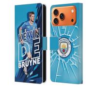 Head Case Designs Officially Licensed Manchester City Man City FC Kevin De Bruyne 2021/22 First Team Leather Wallet Case Compatible With Apple iPhone 17 Pro Max