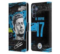 Head Case Designs Officially Licensed Manchester City Man City FC Kevin De Bruyne Graffiti Collection by Murwalls Leather Wallet Case Compatible With Samsung Galaxy A15
