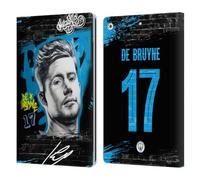 Head Case Designs Officially Licensed Manchester City Man City FC Kevin De Bruyne Graffiti Collection by Murwalls Leather Wallet Case Compatible With Apple iPad 10.2 2019/2020/2021