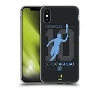 Head Case Designs Officially Licensed Manchester City Man City FC King Kun Black SERGIO AGÜERO 10 YEARS Soft Gel Case [Military Grade Protection] Compatible With Apple iPhone X/iPhone XS