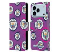 Head Case Designs Officially Licensed Manchester City Man City FC Logo 2 Moonchester & Moonbeam Leather Wallet Case Compatible With Apple iPhone 17 Pro