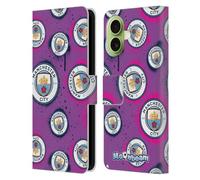 Head Case Designs Officially Licensed Manchester City Man City FC Logo 2 Moonchester & Moonbeam Leather Wallet Case Compatible With Apple iPhone 17