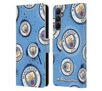 Head Case Designs Officially Licensed Manchester City Man City FC Logo Moonchester & Moonbeam Leather Wallet Case Compatible With Samsung Galaxy A05s