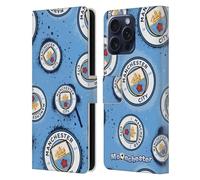 Head Case Designs Officially Licensed Manchester City Man City FC Logo Moonchester & Moonbeam Leather Wallet Case Compatible With Apple iPhone 16 Pro Max