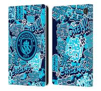 Head Case Designs Officially Licensed Manchester City Man City FC Patterns Graffiti Tags by Murwalls Leather Wallet Case Compatible With Amazon Fire 7 2022