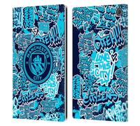 Head Case Designs Officially Licensed Manchester City Man City FC Patterns Graffiti Tags by Murwalls Leather Wallet Case Compatible With Amazon Fire Max 11 2023