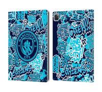 Head Case Designs Officially Licensed Manchester City Man City FC Patterns Graffiti Tags by Murwalls Leather Wallet Case Compatible With Apple iPad Pro 12.9 2020/2021/2022