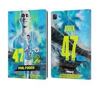 Head Case Designs Officially Licensed Manchester City Man City FC Phil Foden 2023/24 First Team Leather Wallet Case Compatible With Apple iPad Pro 13 M4 2024