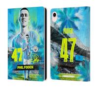 Head Case Designs Officially Licensed Manchester City Man City FC Phil Foden 2023/24 First Team Leather Wallet Case Compatible With Apple iPad mini (2021/2024)