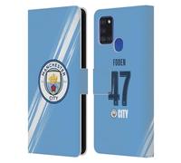 Head Case Designs Officially Licensed Manchester City Man City FC Phil Foden 2025/26 Players Home Kit Leather Wallet Case Compatible With Samsung Galaxy A21s (2020)