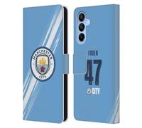 Head Case Designs Officially Licensed Manchester City Man City FC Phil Foden 2025/26 Players Home Kit Leather Wallet Case Compatible With Samsung Galaxy A16 5G