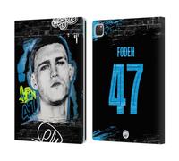 Head Case Designs Officially Licensed Manchester City Man City FC Phil Foden Graffiti Collection by Murwalls Leather Wallet Case Compatible With Apple iPad Pro 12.9 2020/2021/2022