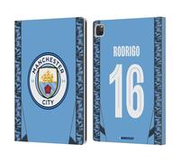 Head Case Designs Officially Licensed Manchester City Man City FC Rodrigo 2024/25 Players Home Kit Leather Wallet Case Compatible With Apple iPad Pro 12.9 2020/2021/2022