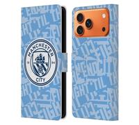 Head Case Designs Officially Licensed Manchester City Man City FC Sky Blue Fight Patterns Leather Wallet Case Compatible With Apple iPhone 17 Pro Max