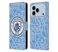 Head Case Designs Officially Licensed Manchester City Man City FC Sky Blue Fight Patterns Leather Wallet Case Compatible With Apple iPhone 17 Pro