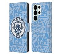 Head Case Designs Officially Licensed Manchester City Man City FC Sky Blue Fight Patterns Leather Wallet Case Compatible With Samsung Galaxy S26 Ultra