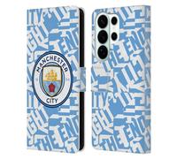 Head Case Designs Officially Licensed Manchester City Man City FC Sky Blue Pattern Fight Graphics Leather Wallet Case Compatible With Samsung Galaxy S26 Ultra