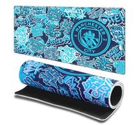 Head Case Designs Officially Licensed Manchester City Man City FC Sticker Collage Crest Logo 23.62 x 11.81 x 0.12 inches (600 x 300 mm) - L Gaming Office Desk PC Keyboard Mouse Mat Pad
