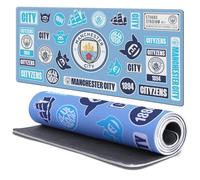 Head Case Designs Officially Licensed Manchester City Man City FC Sticker Collage Crest Logo 37.4 x 15.75 x 0.16 inches (900 x 400 mm) - XL Gaming Office Desk PC Keyboard Mouse Mat Pad