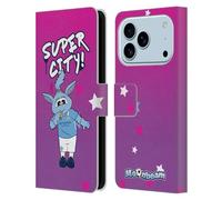 Head Case Designs Officially Licensed Manchester City Man City FC Super City 2 Moonchester & Moonbeam Leather Wallet Case Compatible With Apple iPhone 17 Pro