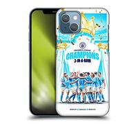 Head Case Designs Officially Licensed Manchester City Man City FC Team Poster 2023 Champions Hard Back Case Compatible With Apple iPhone 13
