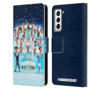 Head Case Designs Officially Licensed Manchester City Man City FC Team Poster 2024 Premier League Champions Leather Wallet Case Compatible With Samsung Galaxy S21 5G