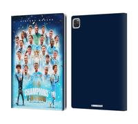 Head Case Designs Officially Licensed Manchester City Man City FC Team Poster 2024 Premier League Champions Leather Wallet Case Compatible With Apple iPad Pro 12.9 2020/2021/2022